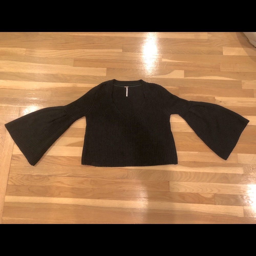 Black Sweater with Flared Sleeves